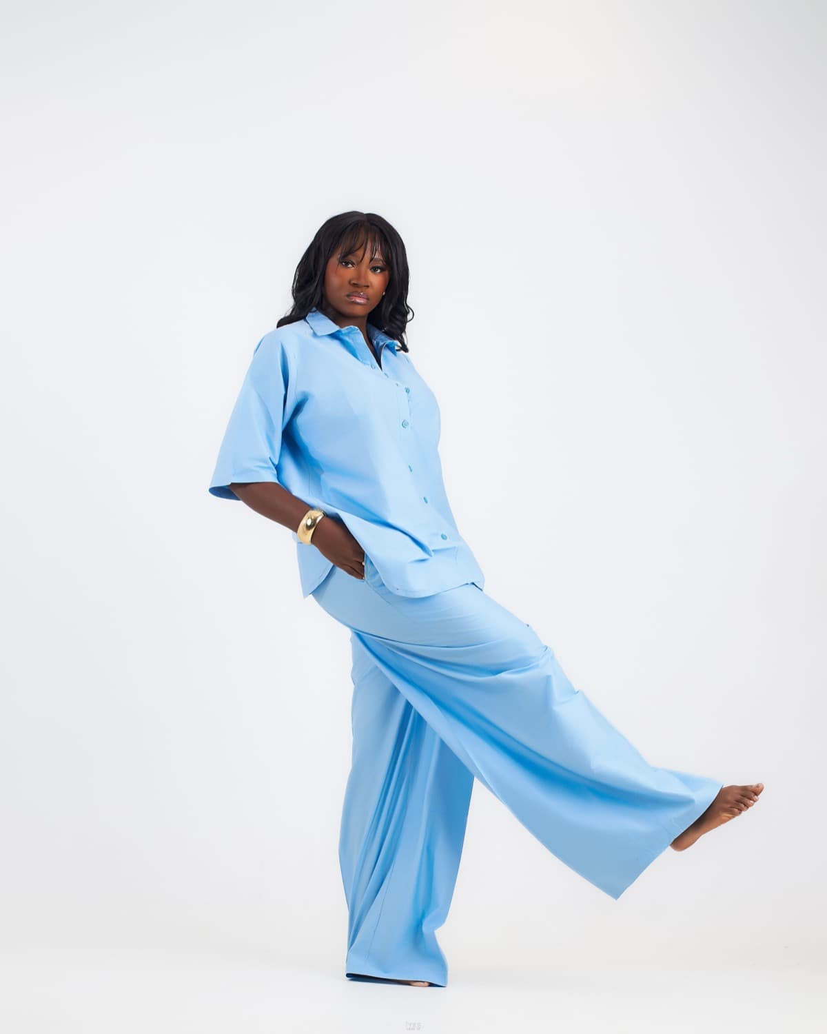 The Wide Leg Jumpsuit — Navy — back view