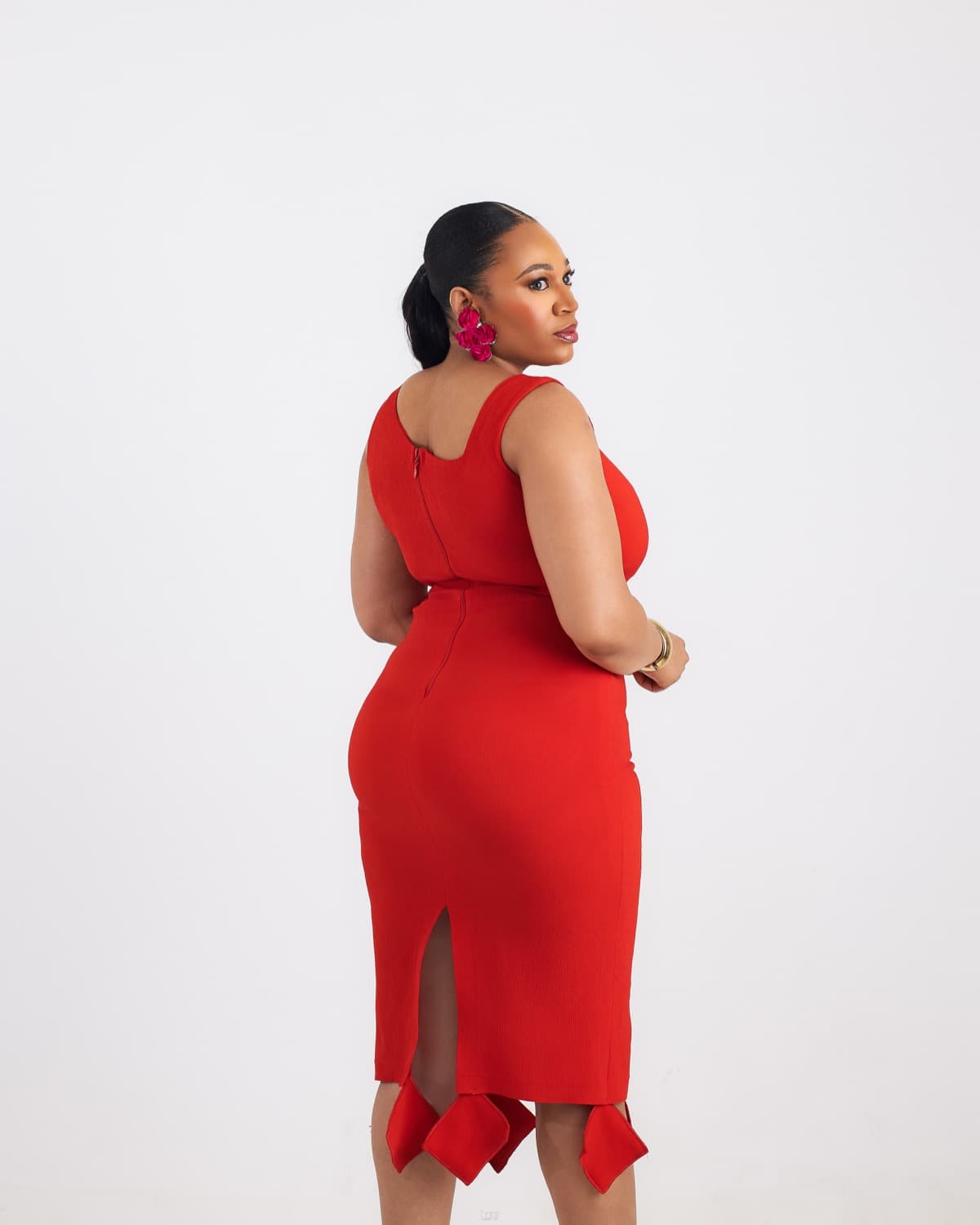 The Shirt Dress — Hot Pink — back view